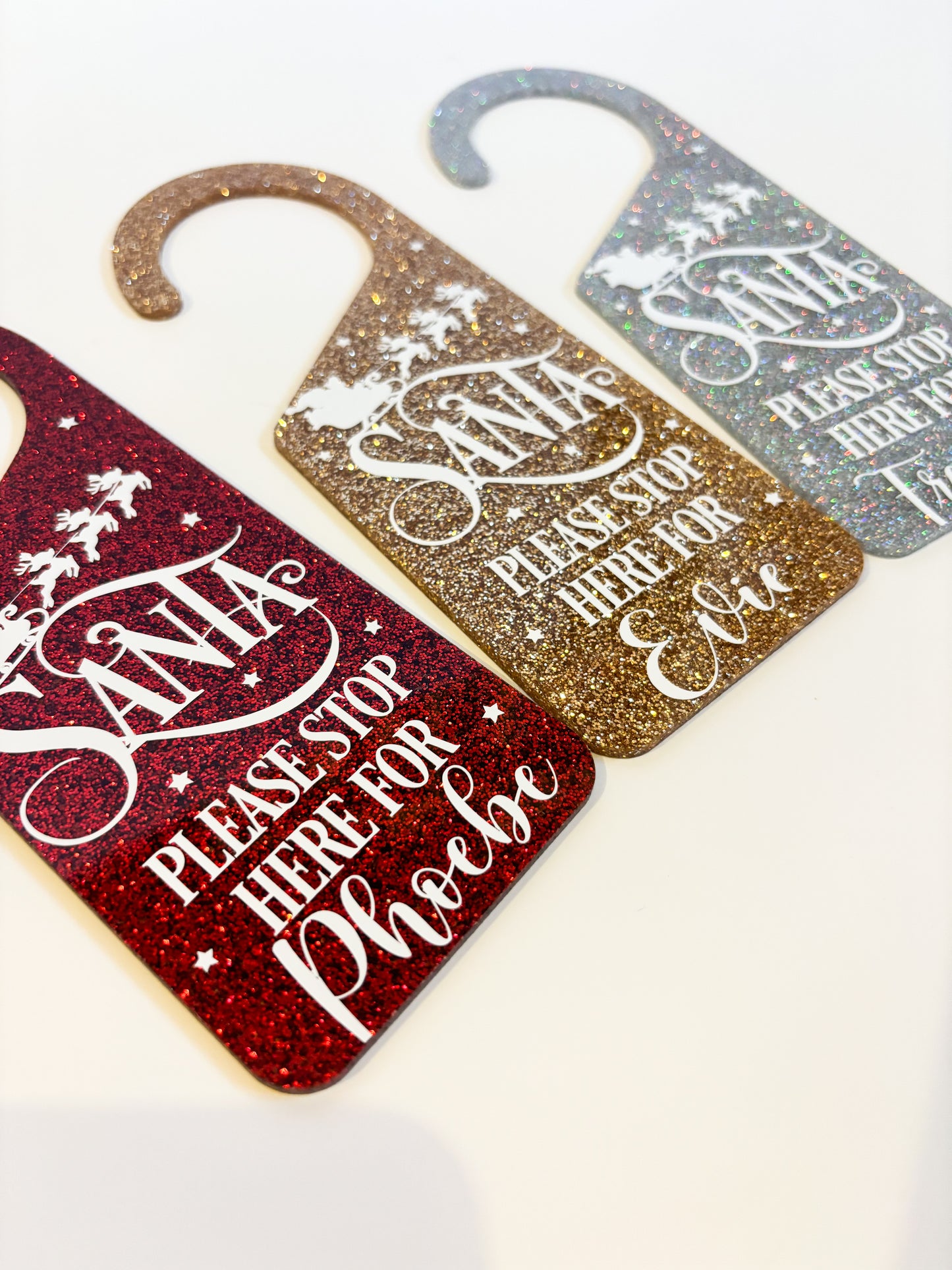 Personalised Santa Stop Here Door Hanger, Christmas Eve Sign, Christmas Decor