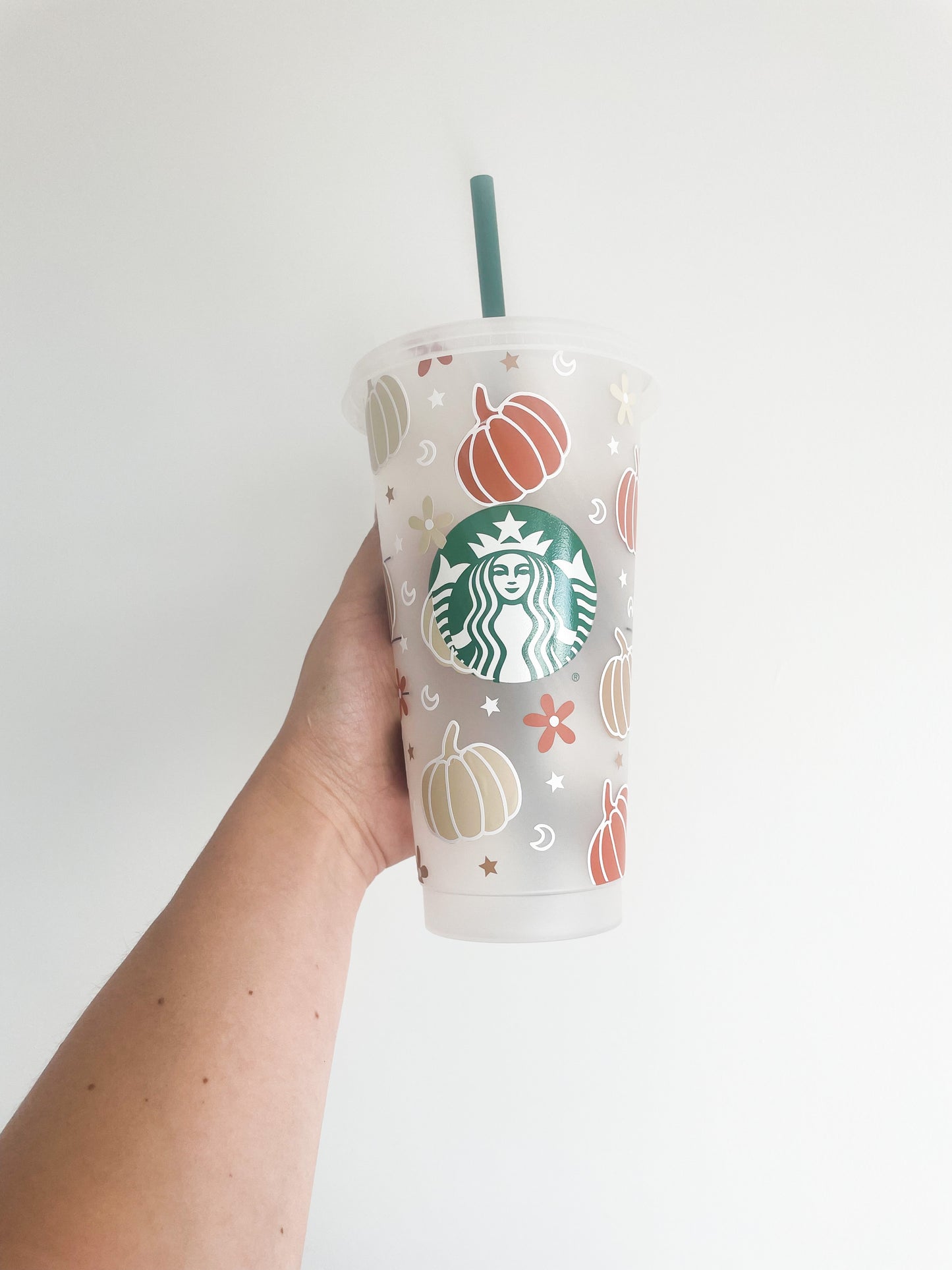 Autumn and pumpkins Starbucks cold cup UK, Iced coffee cup, reusable cup, cup with lid and straw, halloween cold cup, Starbucks coffee cup