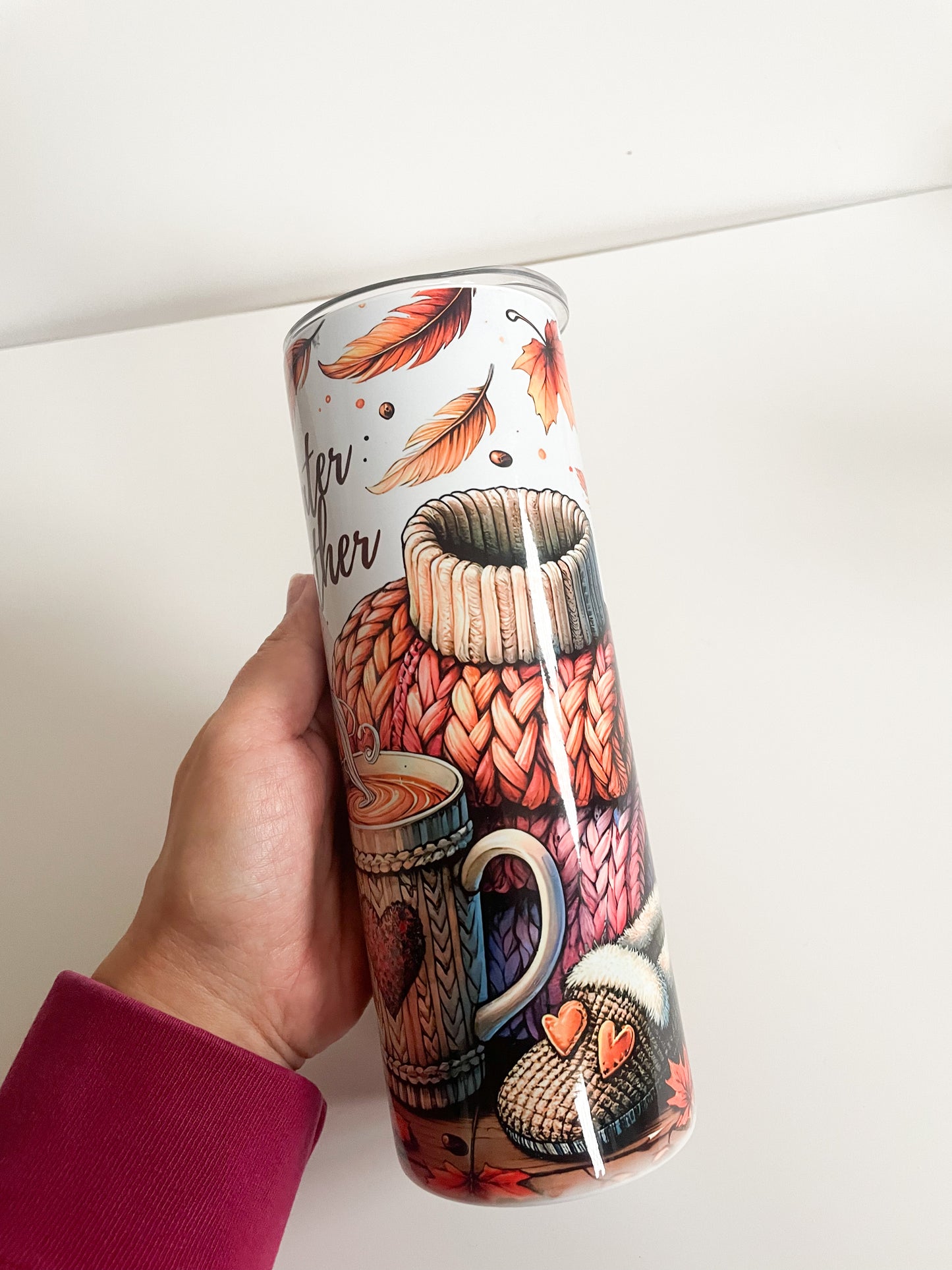 Sweater weather autumn metal tumbler