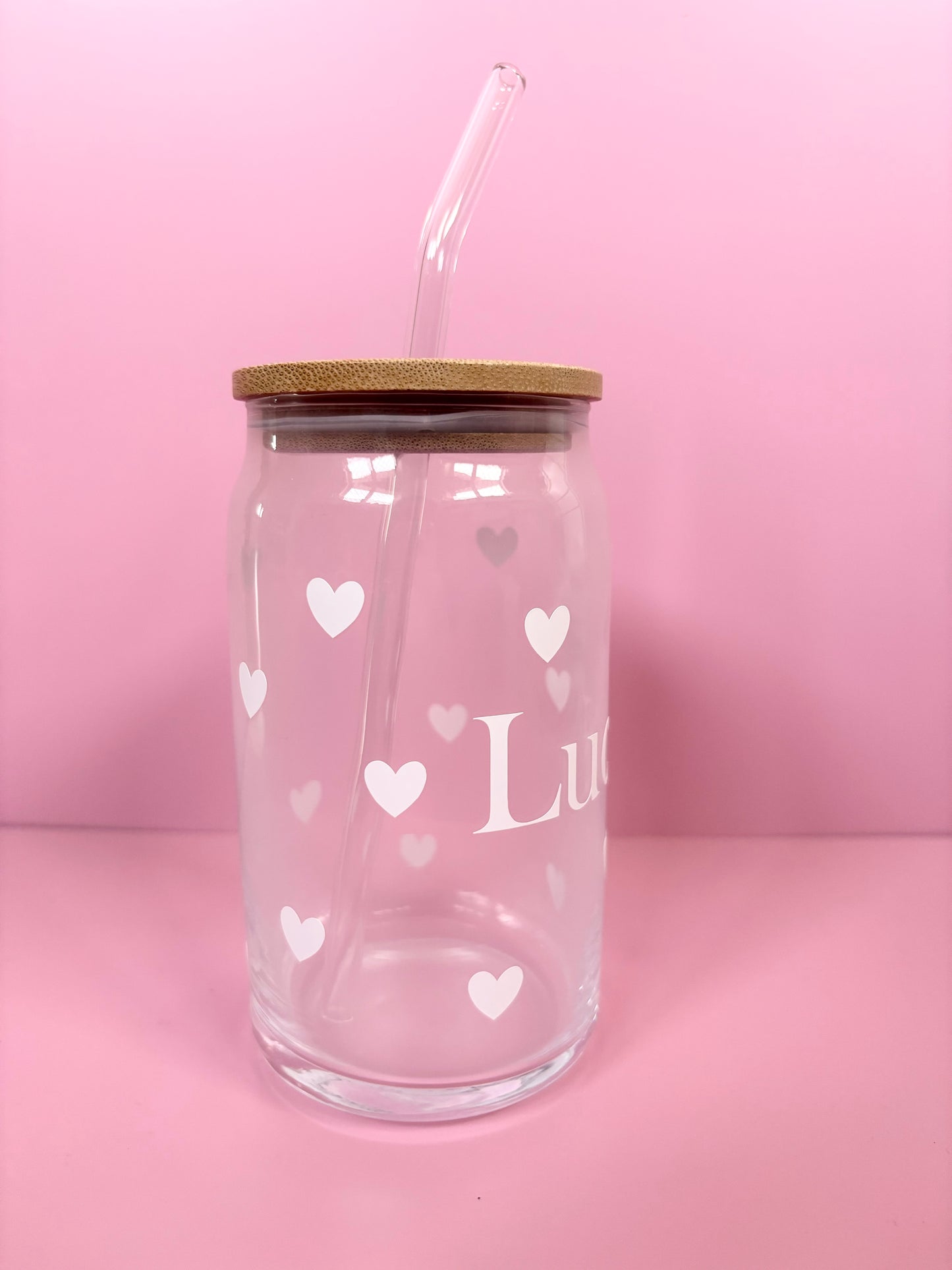 Personalised hearts glass can