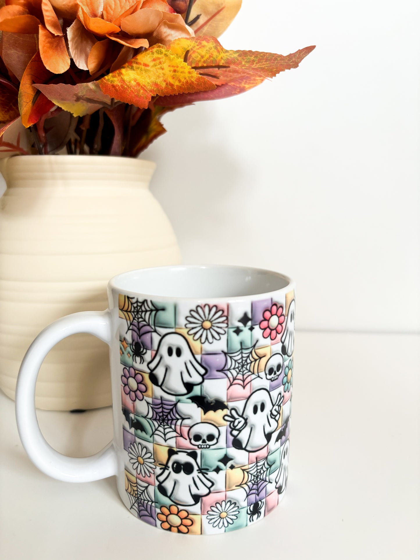 Autumn, Halloween, cute ghosts mug