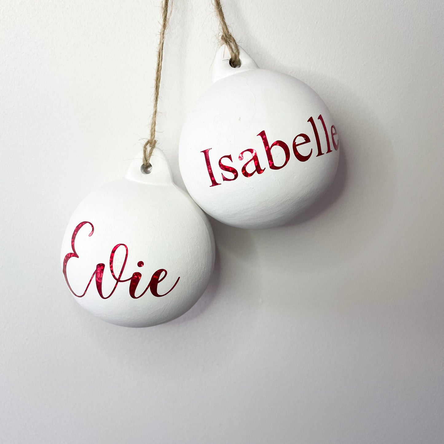 Personalised Christmas Bauble White, Christmas Tree Decoration, Hanging Christmas Tree Ornament, Personalised Christmas Decor, White bauble