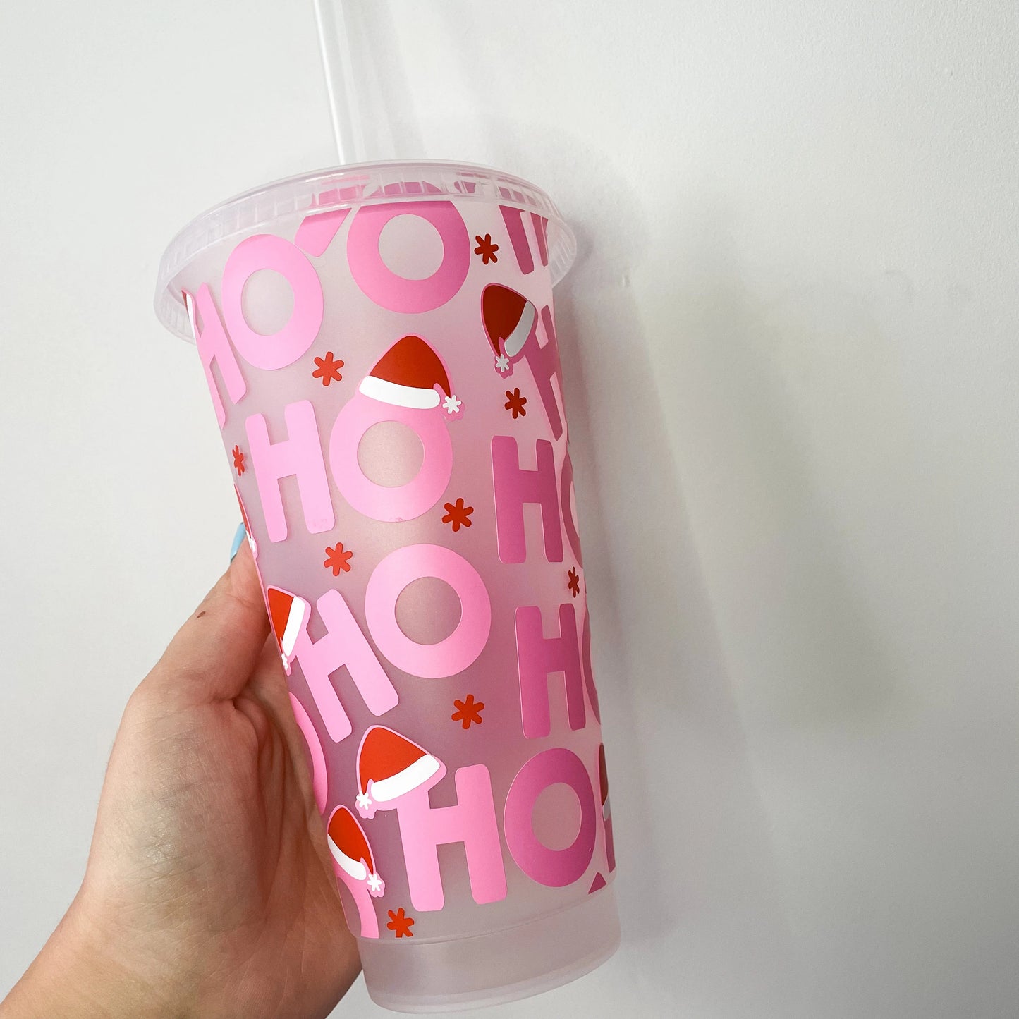 24oz Reusable Christmas Cold Cup with lid and straw