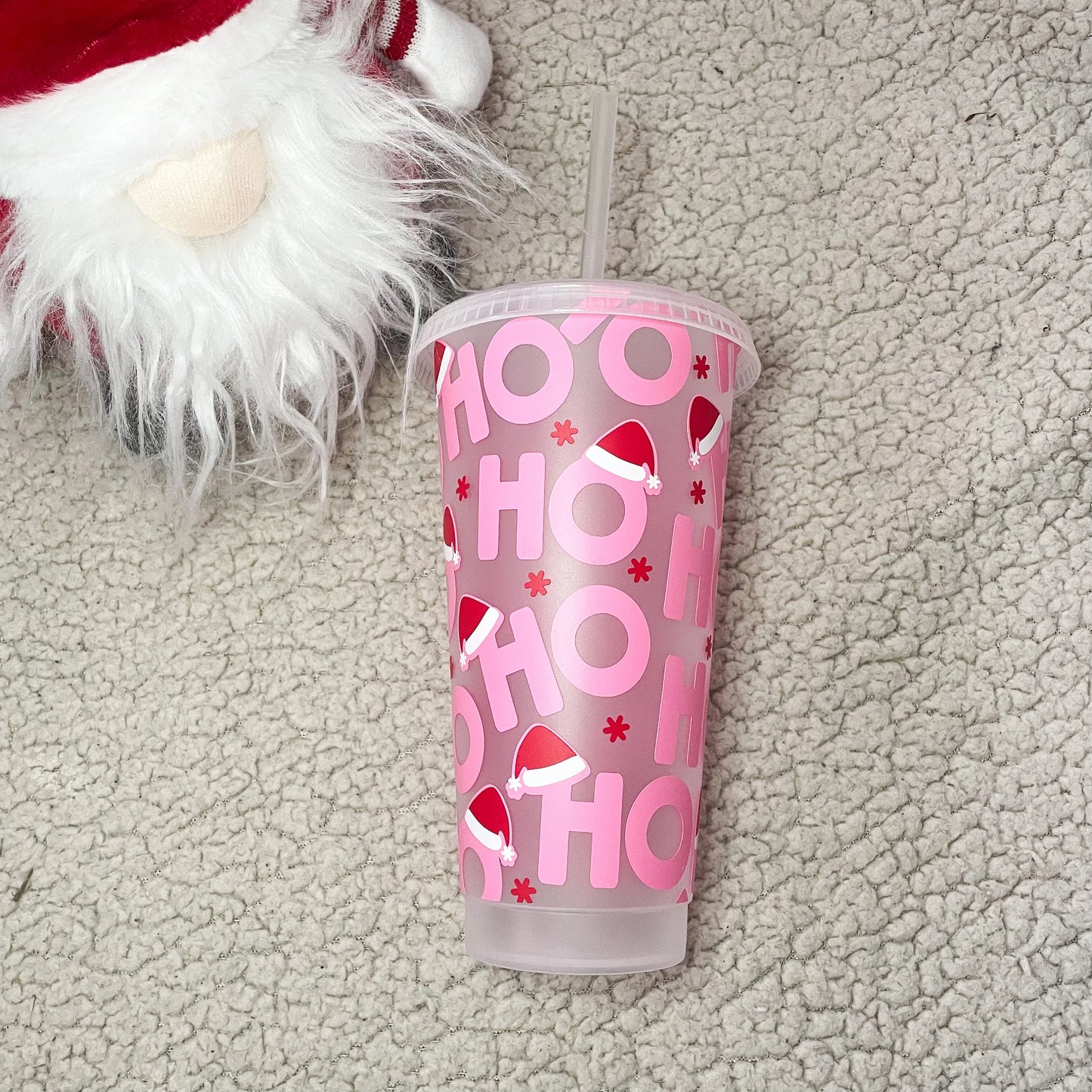 24oz Reusable Christmas Cold Cup with lid and straw