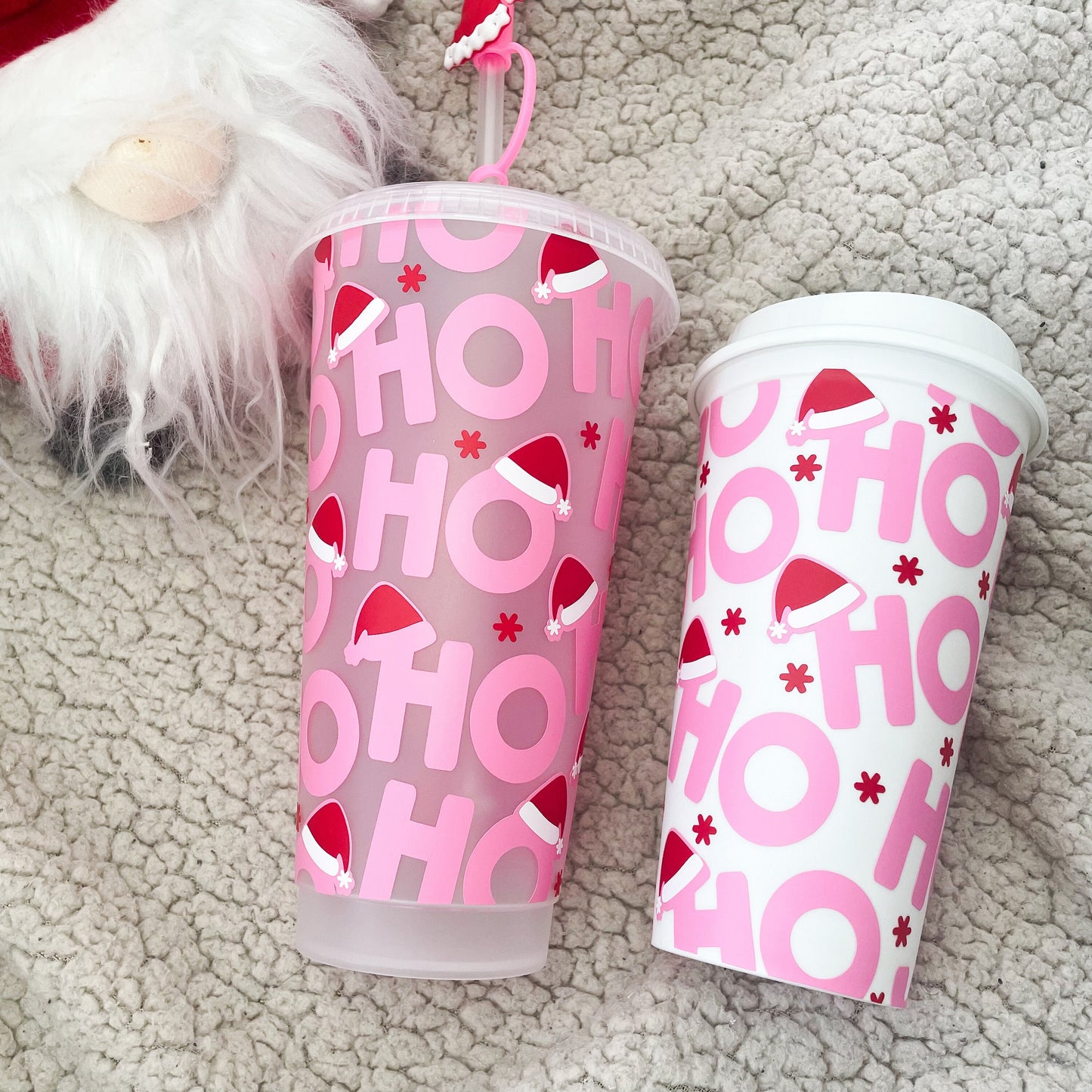 16oz Santa Hat, Christmas design reusable coffee cup, Christmas coffee travel mug
