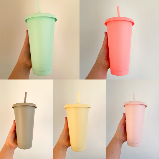 24oz Reusable Cold Coffee Cup with Daisy Design