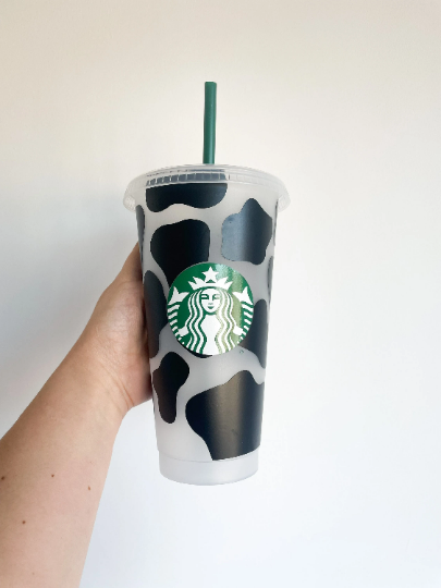 24oz Genuine Cow Print Reusable Starbucks Cold Coffee Cup
