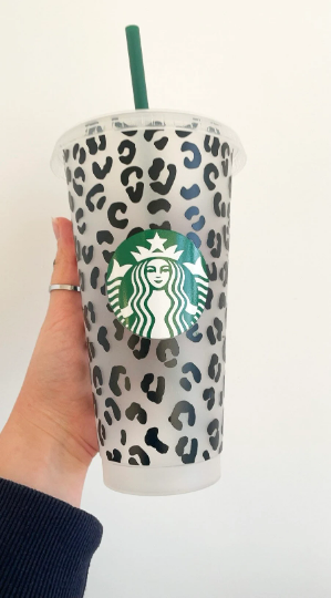 Matching Genuine Reusable Starbucks Leopard Print Hot and Cold Cups