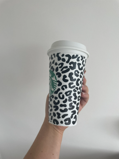 16oz Genuine Leopard Print Reusable Starbucks Hot Coffee Cup