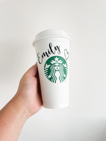 16oz Genuine Reusable Starbucks Personalised Hot Coffee Cup UK, Personalised gift for her