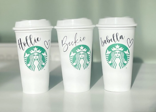 16oz Genuine Reusable Starbucks Personalised Hot Coffee Cup UK, Personalised gift for her