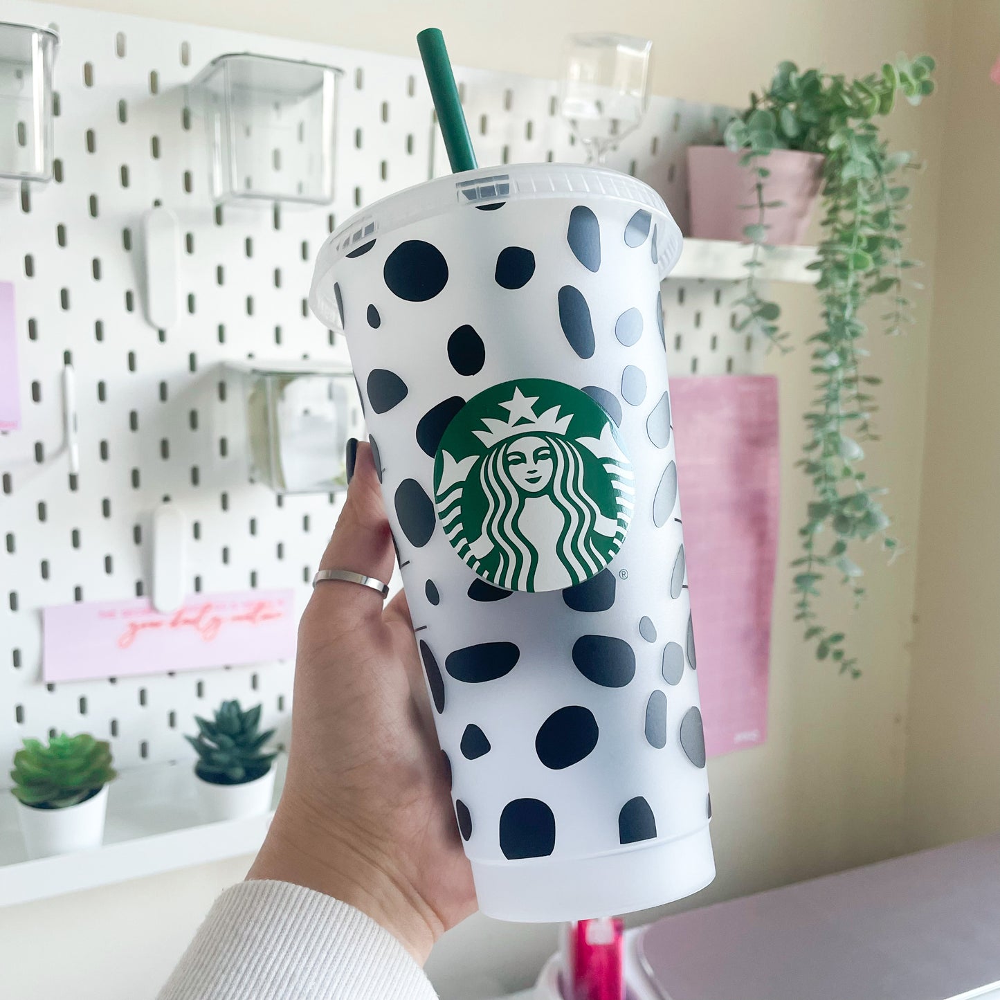 24oz Genuine Dalmation Print Reusable Starbucks Cold Coffee Cup