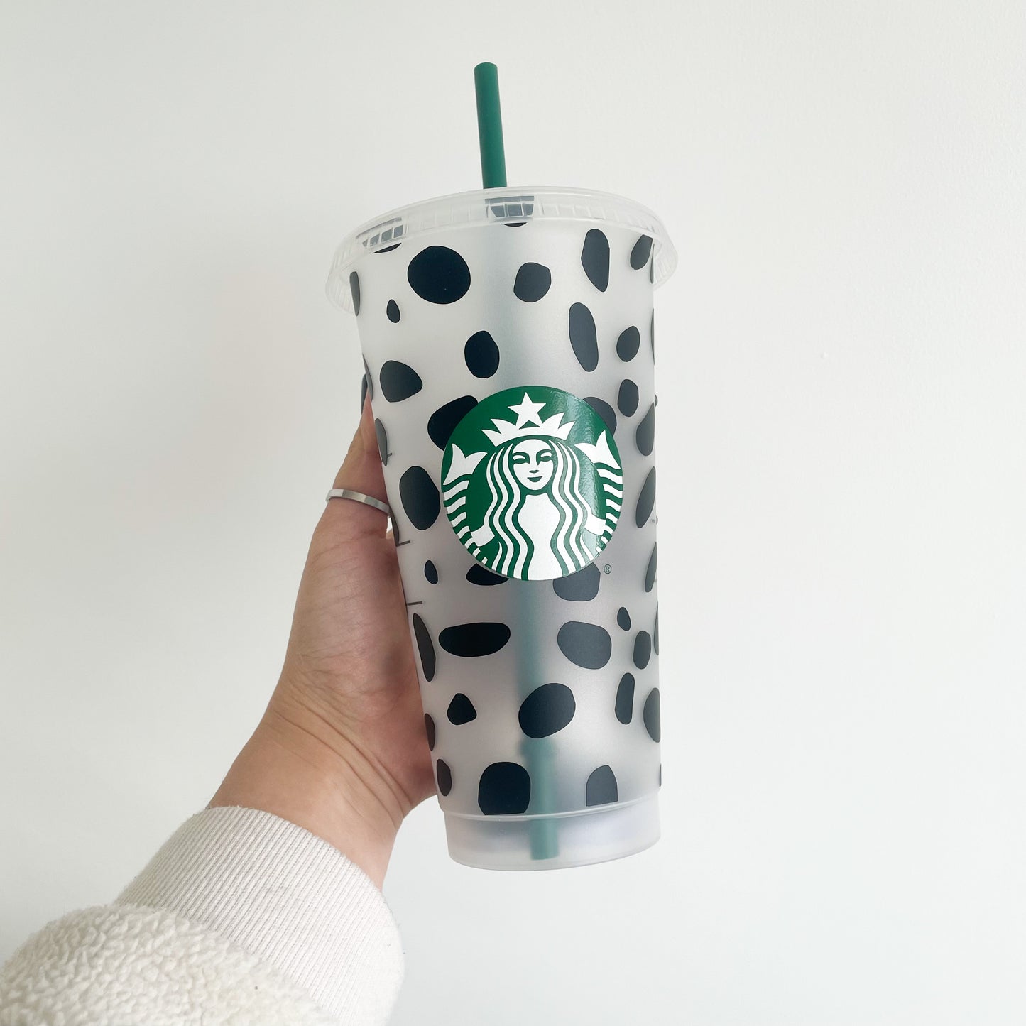 24oz Genuine Dalmation Print Reusable Starbucks Cold Coffee Cup