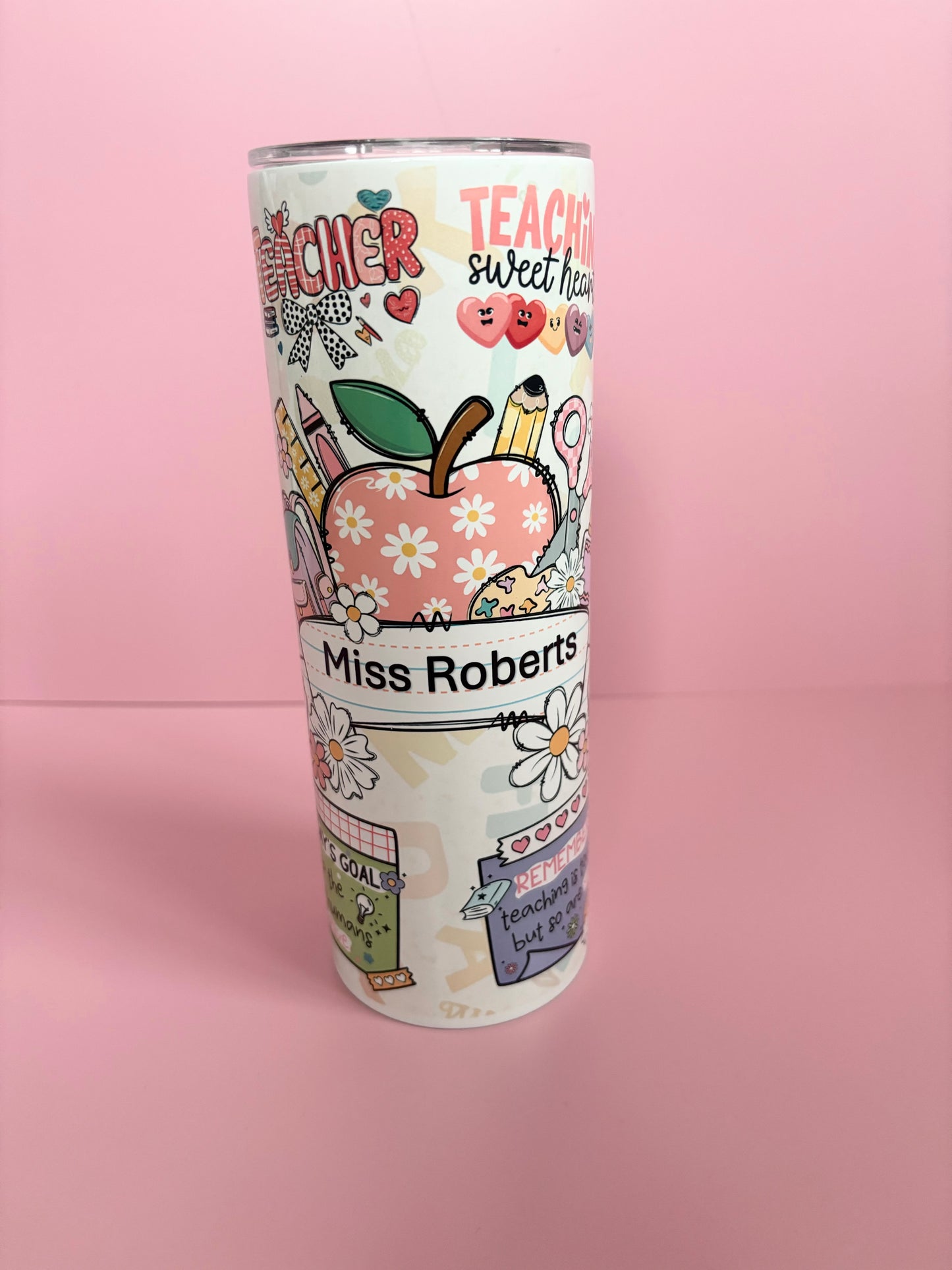 Personalised Teacher tumbler, Christmas gift, reusable metal tumbler