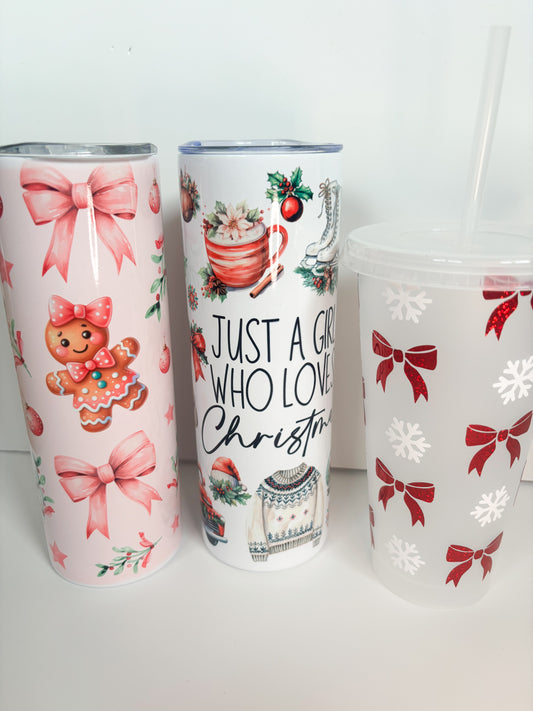 SECONDS, pink gingerbread metal tumbler