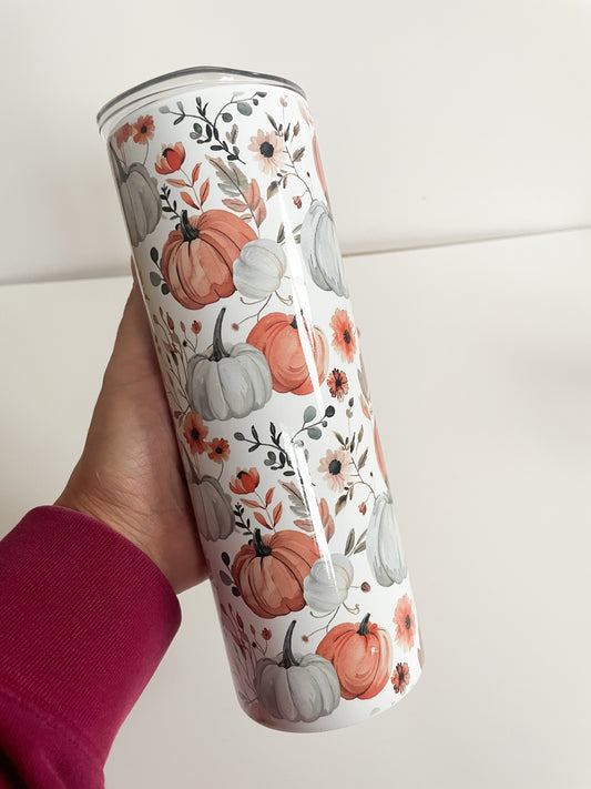 Autumn and pumpkins metal tumbler