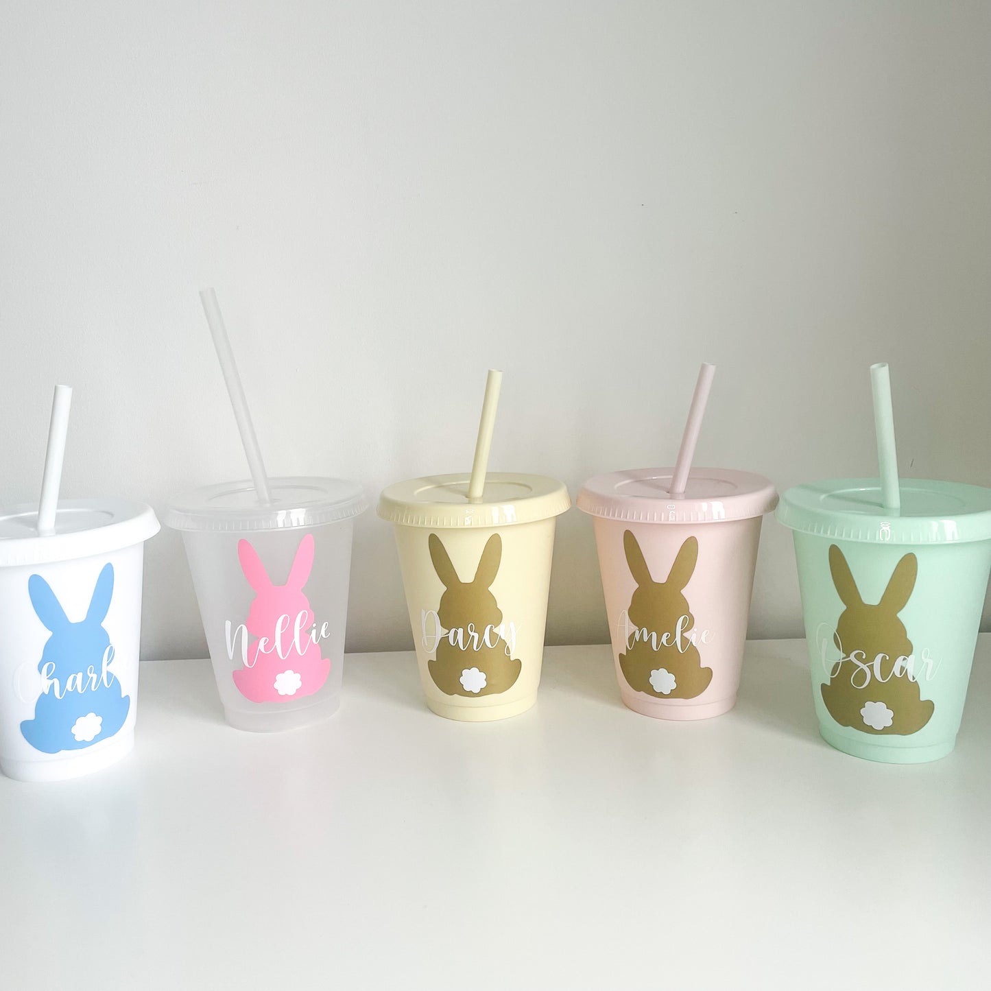 Children’s Personalised Easter Cup, Reusable Cold Cup, Cup with lid and straw, Children’s Easter Bunny Cold Cup, Easter gift, child gift