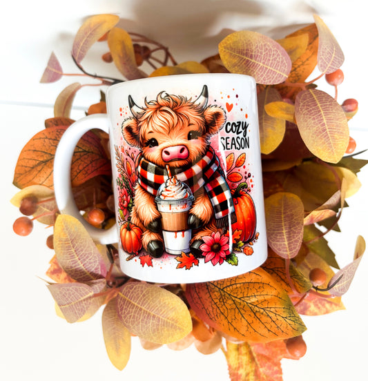 Cute highland cow autumn mug