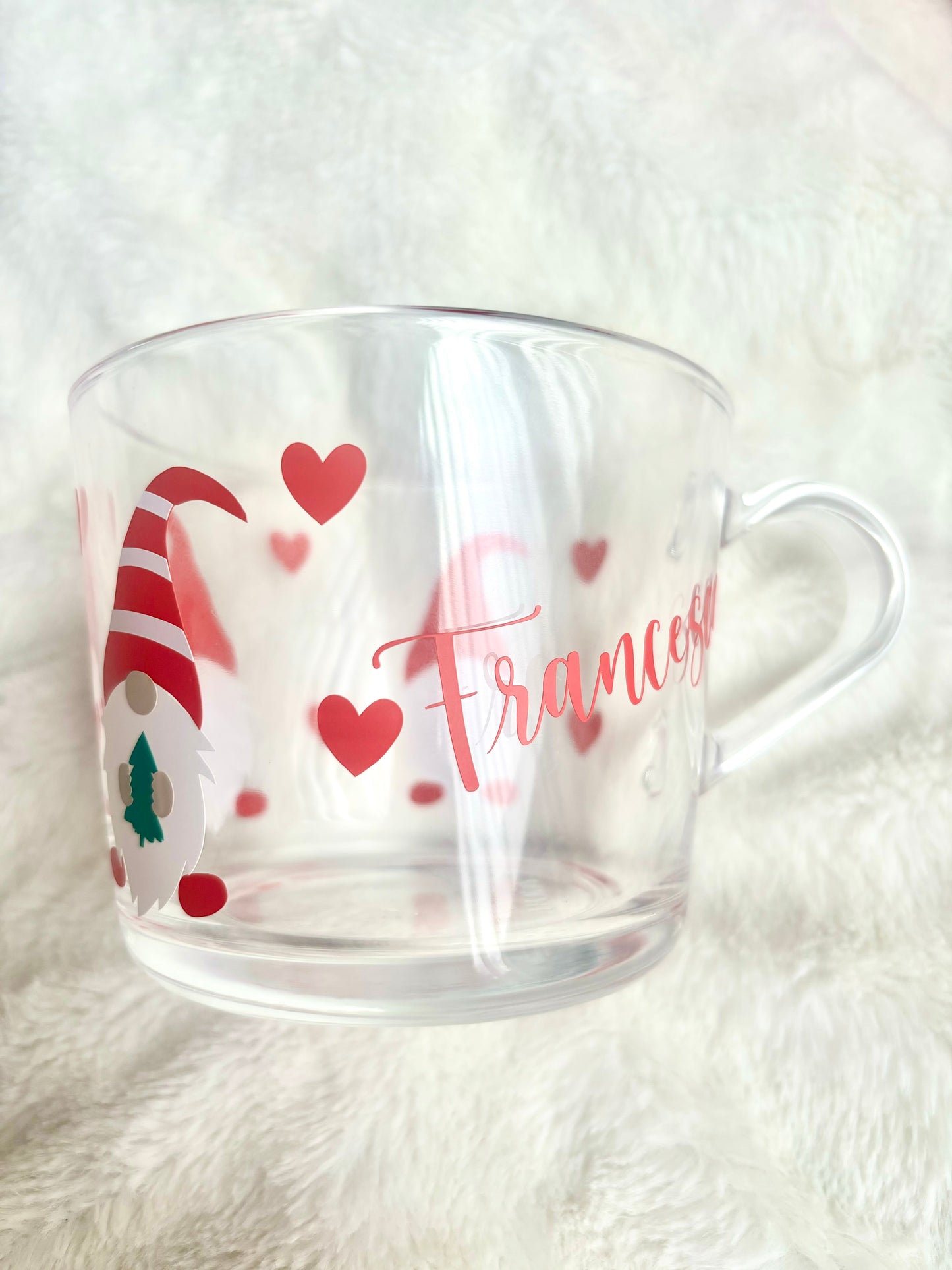 Personalised Christmas gonk glass mug