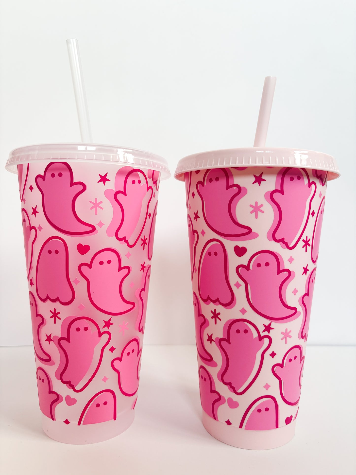 Reusable autumn and halloween cold cup with ghosts