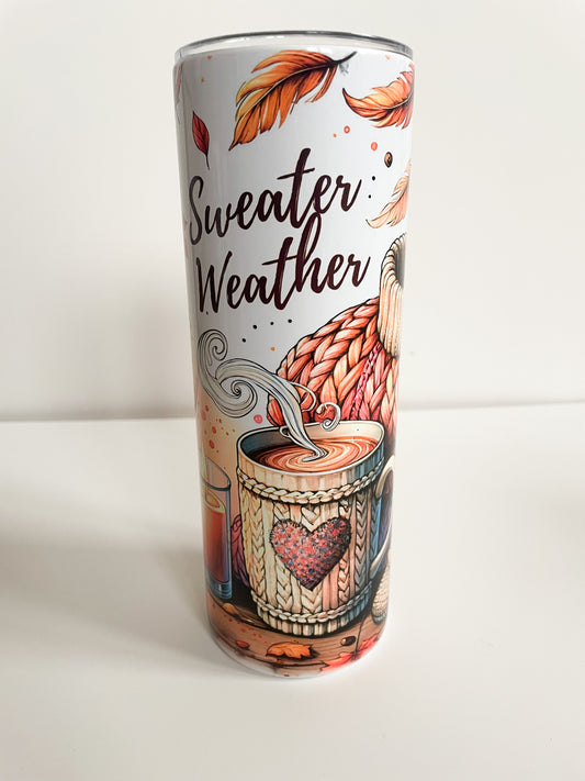 Sweater weather autumn metal tumbler