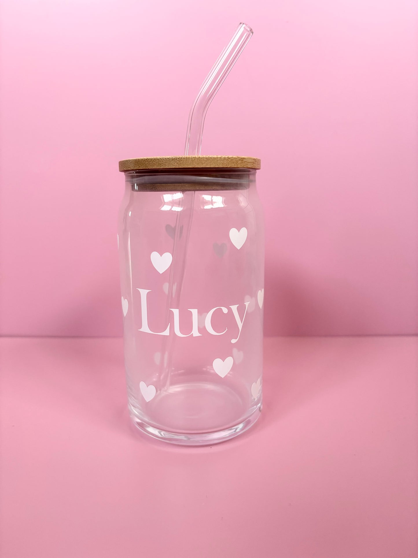 Personalised hearts glass can