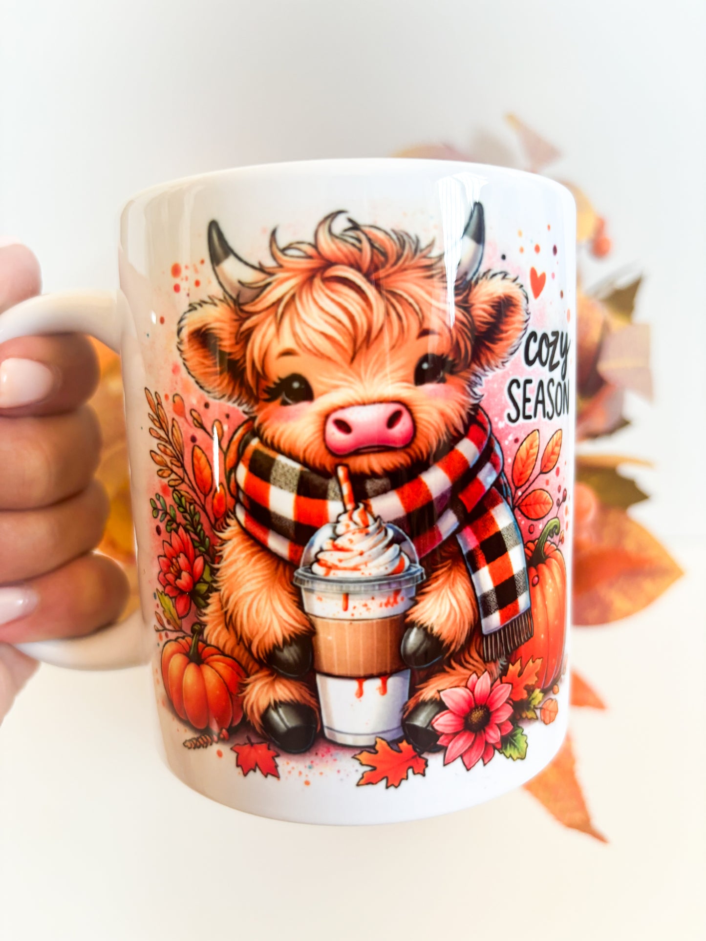 Cute highland cow autumn mug