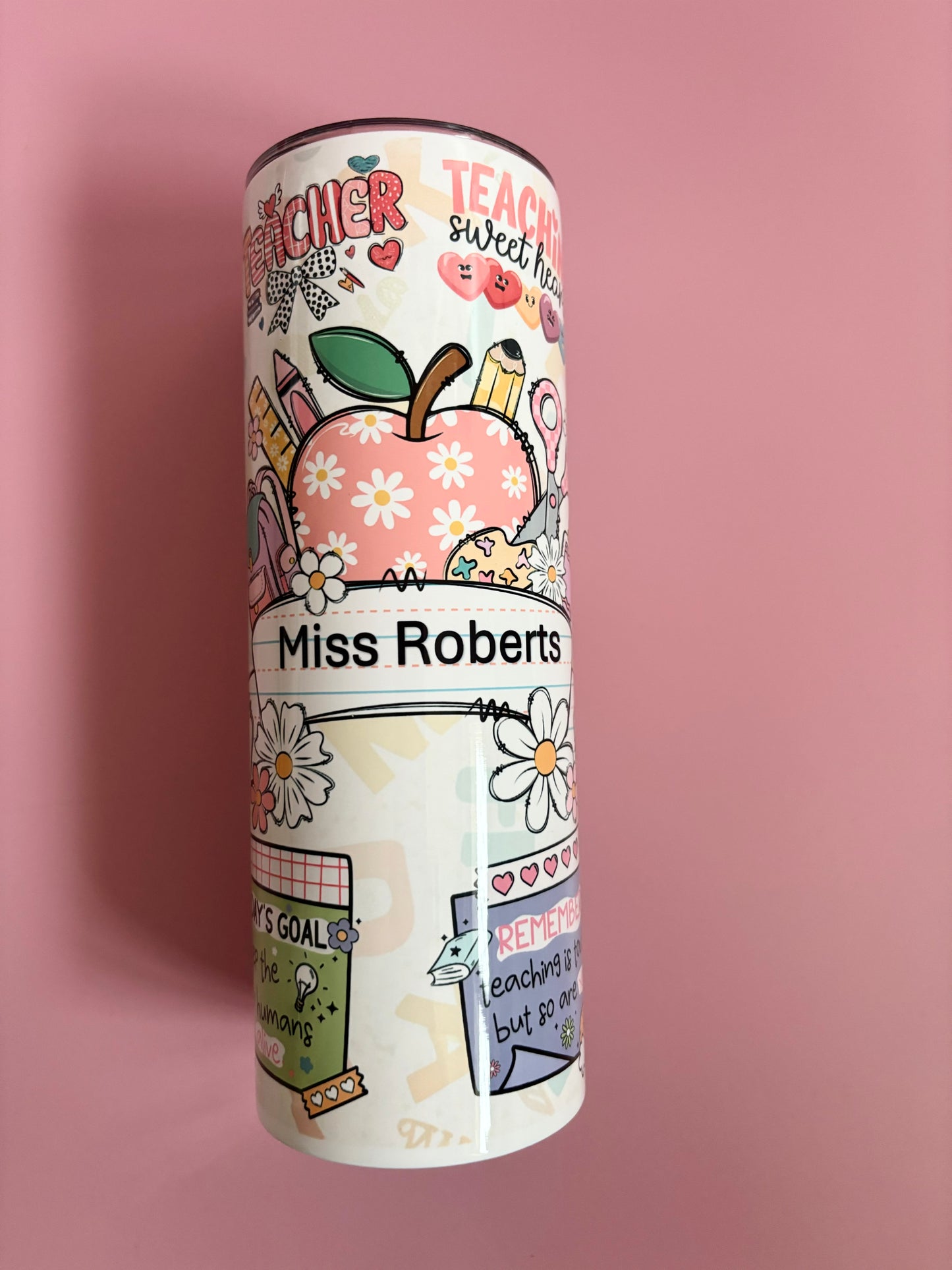 Personalised Teacher tumbler, Christmas gift, reusable metal tumbler