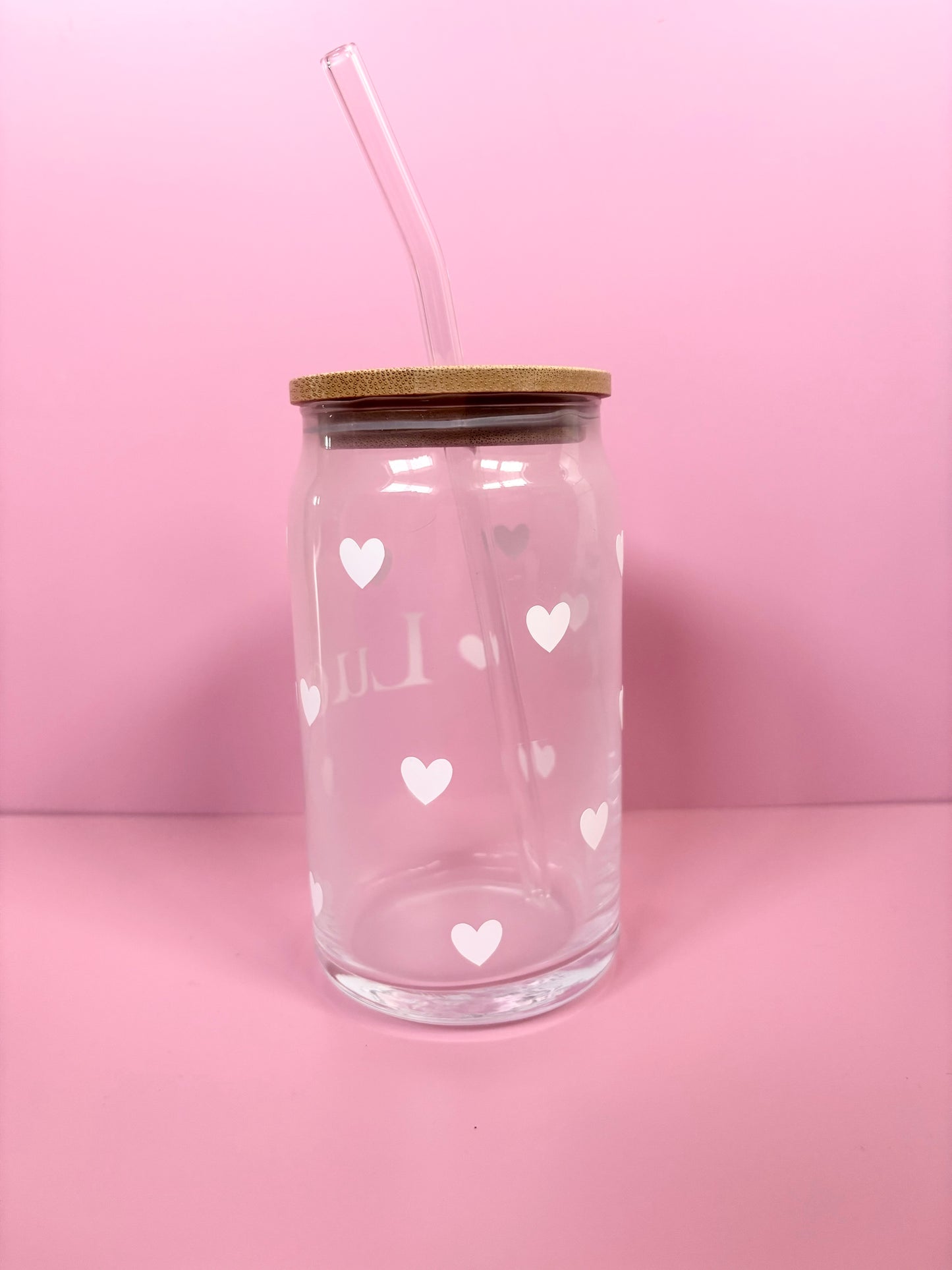 Personalised hearts glass can