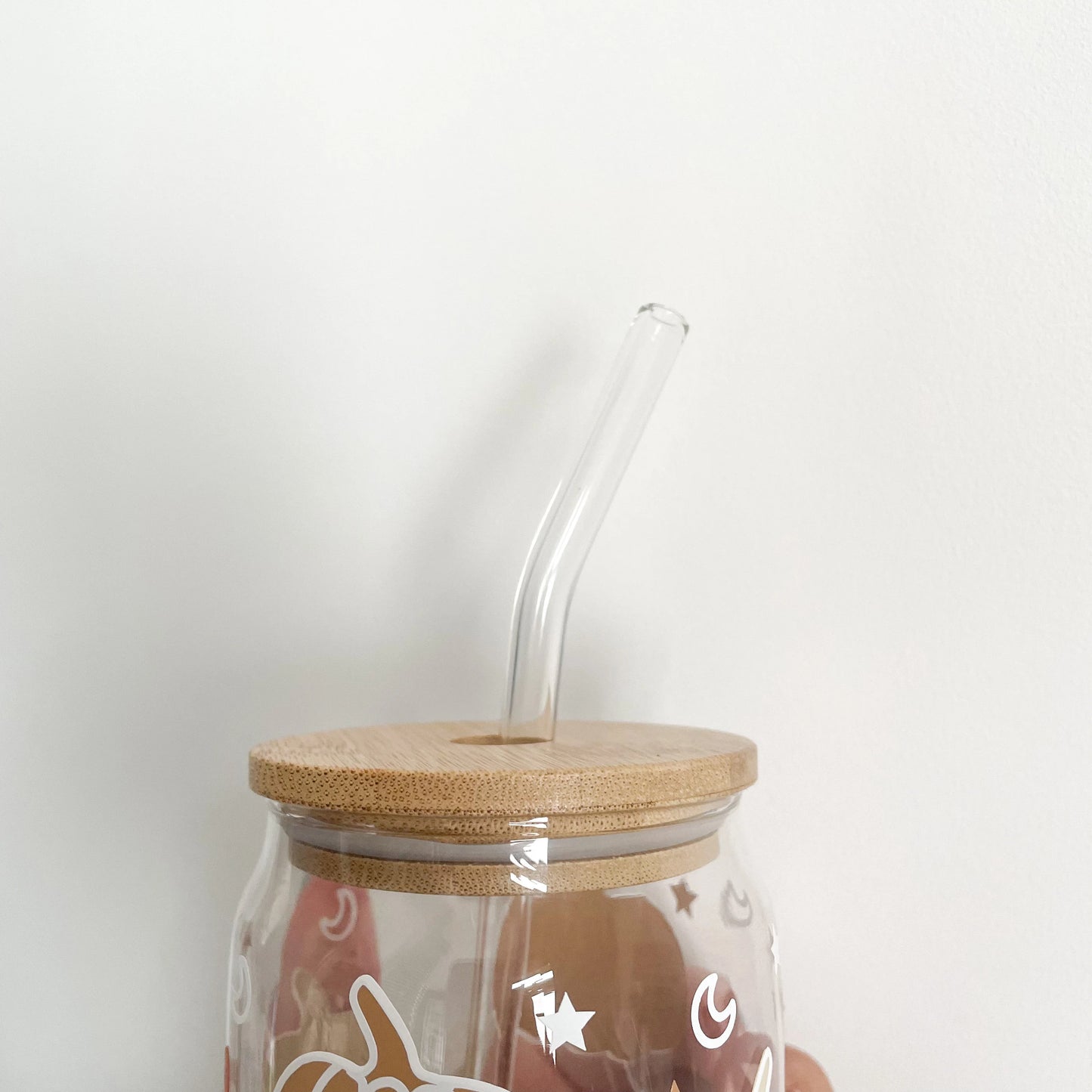 Autumn and pumpkins 16oz Glass Can, Iced coffee cup, reusable cup, cup with lid and straw, halloween glass mug, Bamboo lid, glass straw can