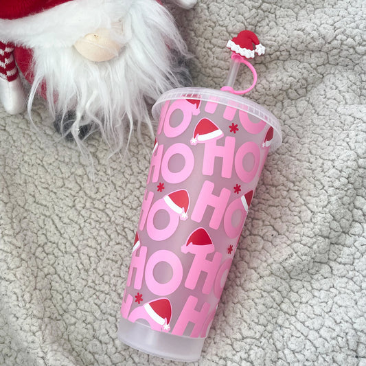 24oz Reusable Christmas Cold Cup with lid and straw