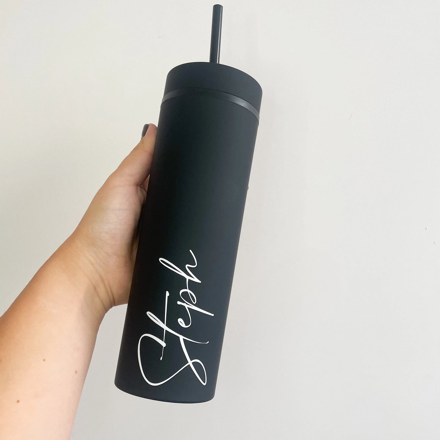 16oz Personalised Reusable Skinny Tumbler, Personalised gift for her, Personalised gift for him, Reusable coffee cup with lid and straw, hot