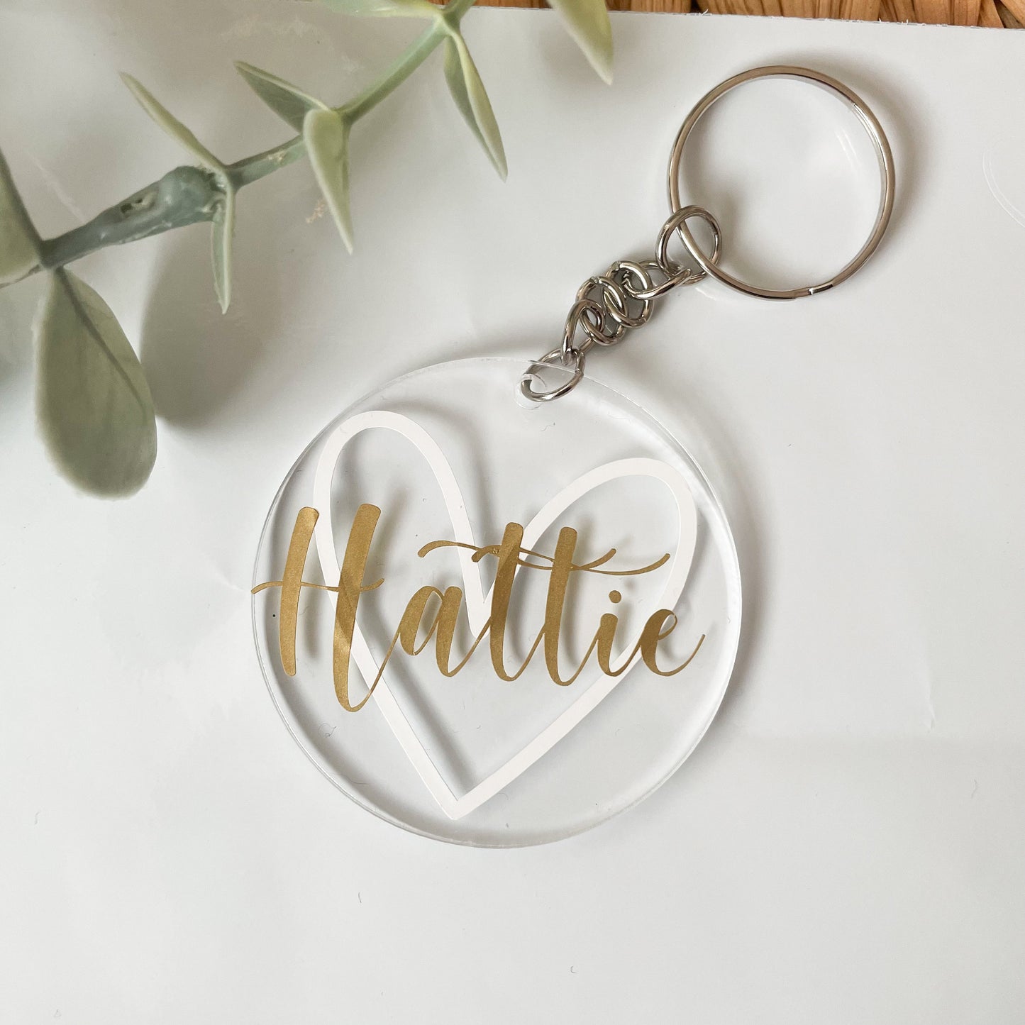 Personalised round acrylic keyring