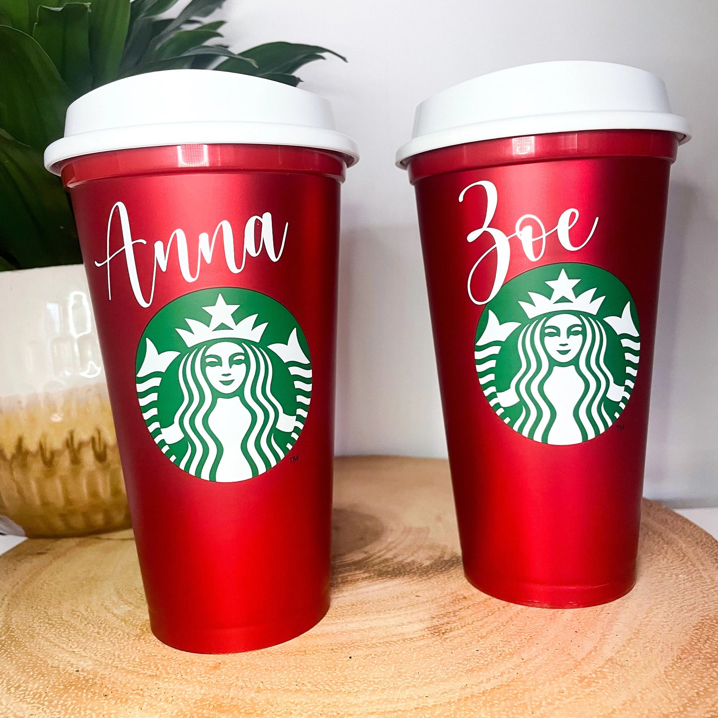 16oz Personalised Reusable Starbucks Red Christmas Coffee Cup, Hot Coffee Mug with name, Red Travel Mug, Eco friendly coffee cup with lid