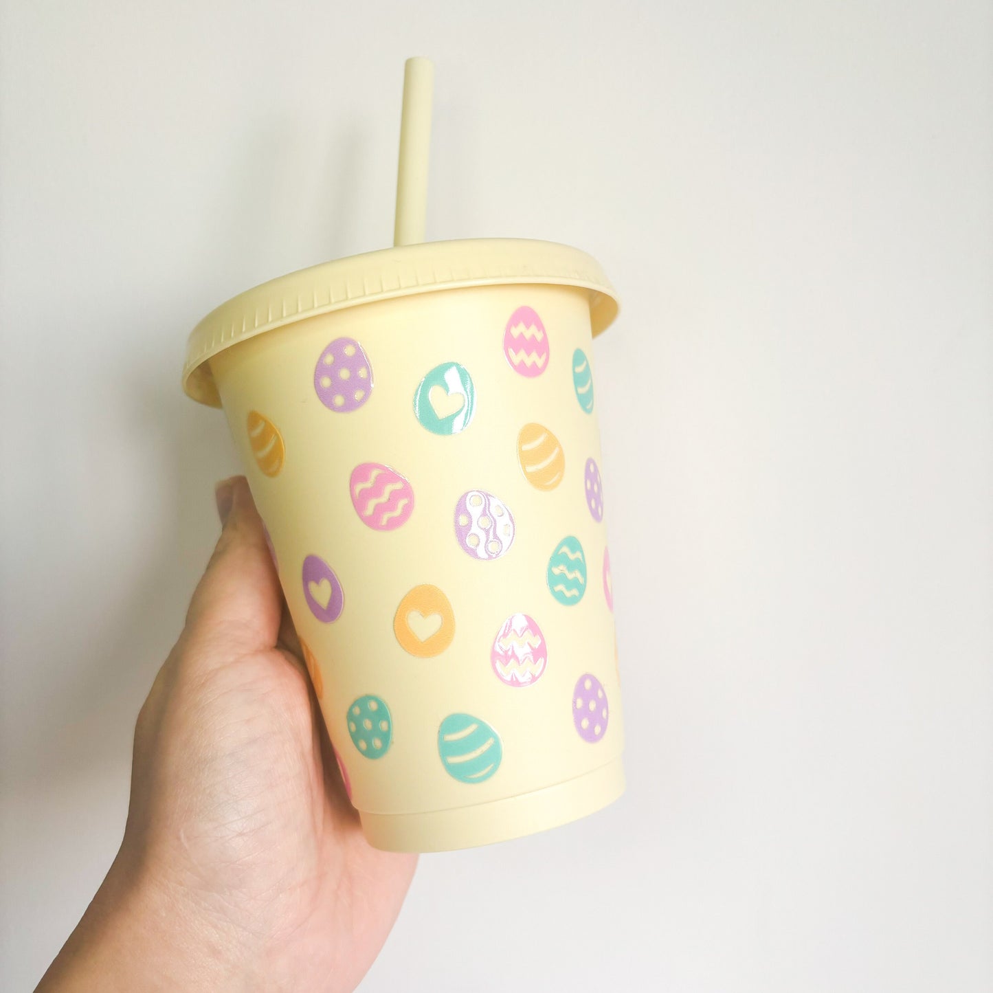 Children's Reusable Easter Egg Design Cold Cup, Children's Water bottle, Kids water bottle with lid and straw