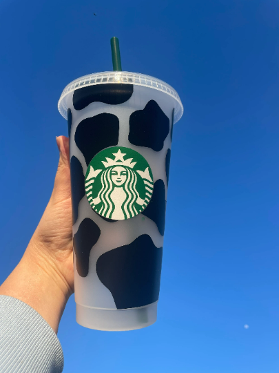 24oz Genuine Cow Print Reusable Starbucks Cold Coffee Cup