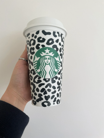 Matching Genuine Reusable Starbucks Leopard Print Hot and Cold Cups