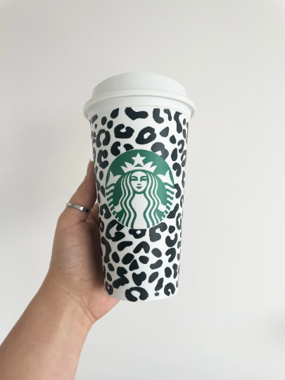 16oz Genuine Leopard Print Reusable Starbucks Hot Coffee Cup