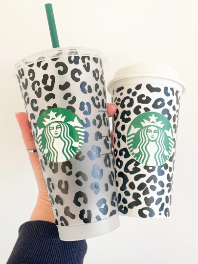 Matching Genuine Reusable Starbucks Leopard Print Hot and Cold Cups