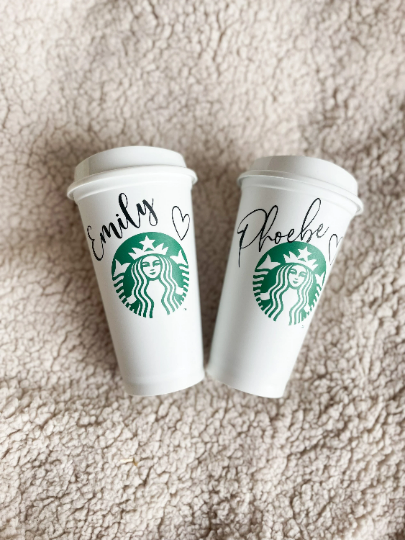 16oz Genuine Reusable Starbucks Personalised Hot Coffee Cup UK, Personalised gift for her