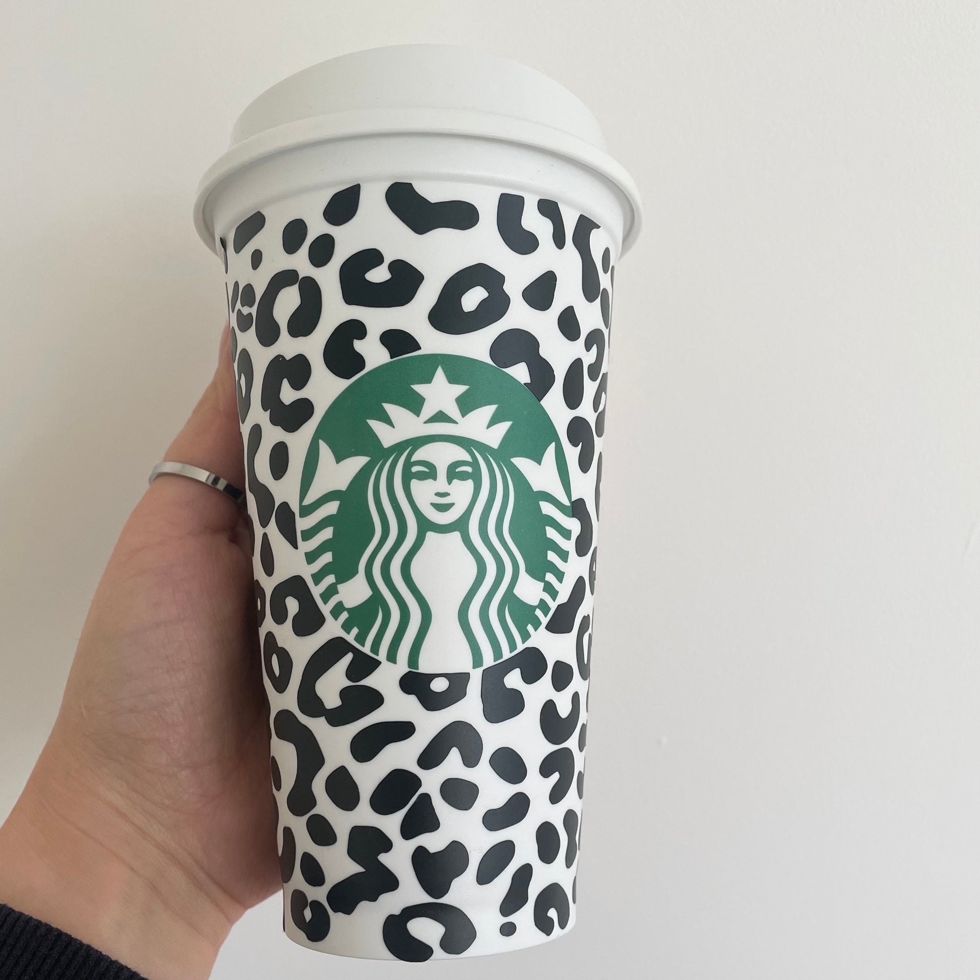 16oz Reusable Starbucks hot cup with hearts